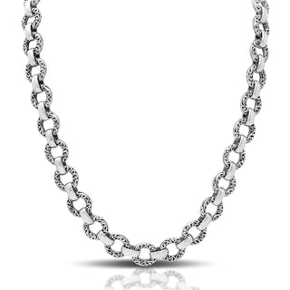 LH Scroll Round Domed Link Necklace 18" - 21"