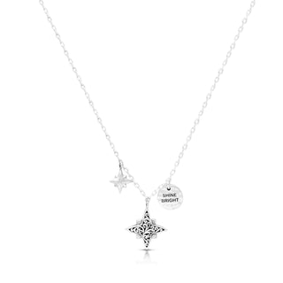 LH Scroll Star Bright Pendant with "Shine Bright" and Star Dangle Necklace