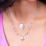 "Shine Bright" Round Pendant with Elongated Star Bright Charm Necklace