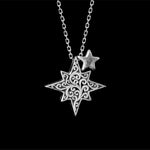 Star Bright Square Sided with Small Star Charm Necklace