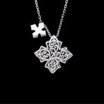 Maltese Cross Square Sided With Small Cross Charm Necklace