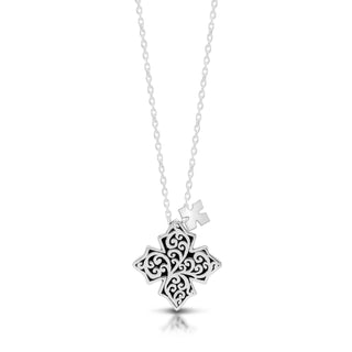 Maltese Cross Square Sided With Small Cross Charm Necklace