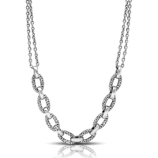 LH Scroll Domed Oval Link and Double Chain Necklace 19" - 22"