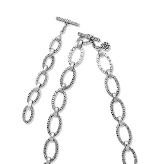 LH Scroll Large Square Sided Oval Link Necklace 19" - 22"