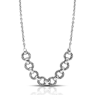 LH Scroll Round Domed Link with Chain Necklace 19" -22"