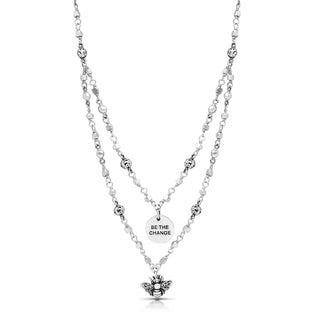 "Be the Change" Double Strand Wire Wrapped Bead Necklace 16" - 19"