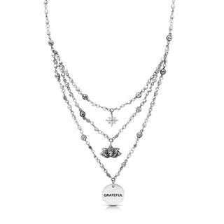 "Grateful" Triple Strand Wire Wrapped Petite Bead Necklace 16" - 20"