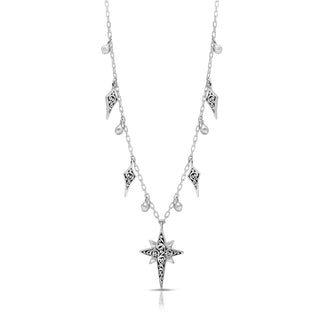 LH Scroll Elongated Star Bright Dangle Necklace