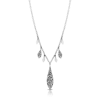 LH Scroll Marquise Dangle Necklace