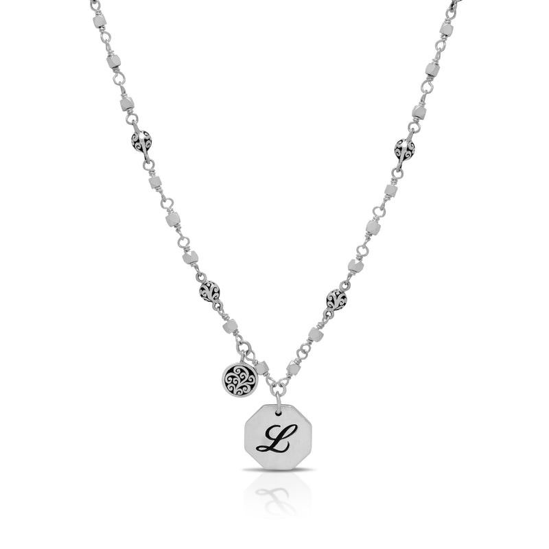 Personalized with Octagonal Charms Wire-Wrapped Necklace (17''-20'')