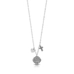 Personalized Cross & Heart with Scroll Alhambra Charms Necklace (16''-18'')