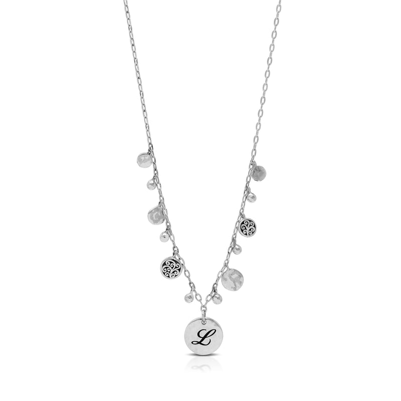 Personalized Hammered Initial Disc Necklace (16''-18'')