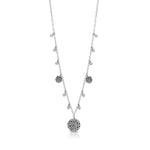 Personalized Hammered Initial Disc with Spacy Charms Necklace (16''-18'')