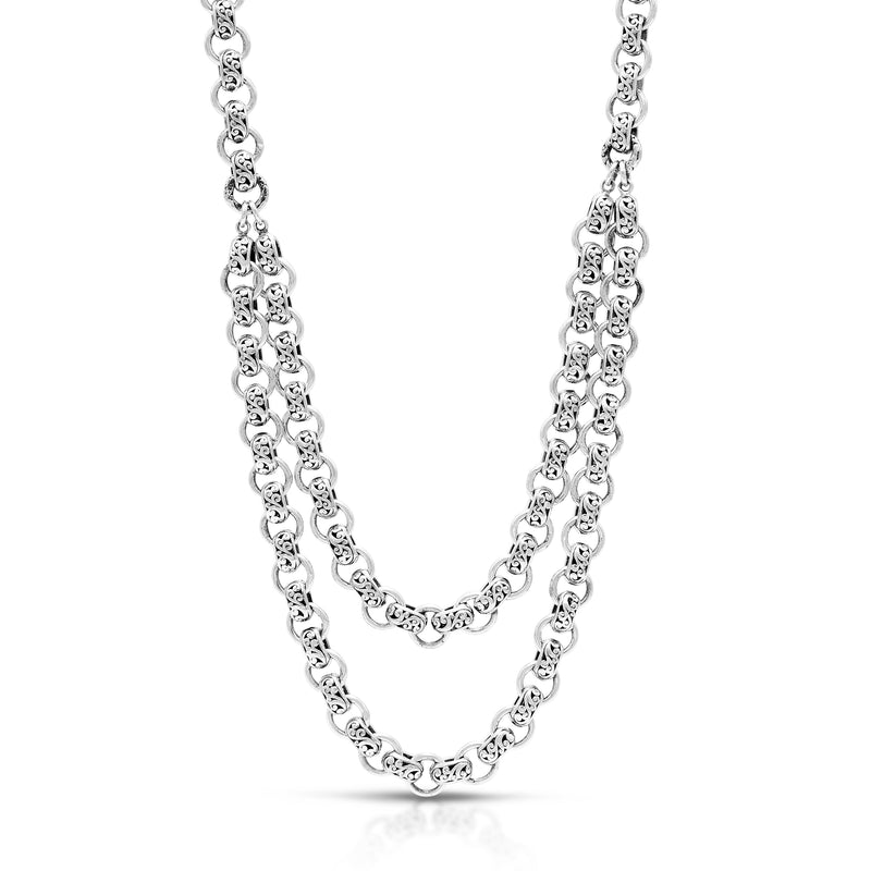 Baby Link 2 Layers with Classic Signature Lois Hill Sterling Silver Necklace