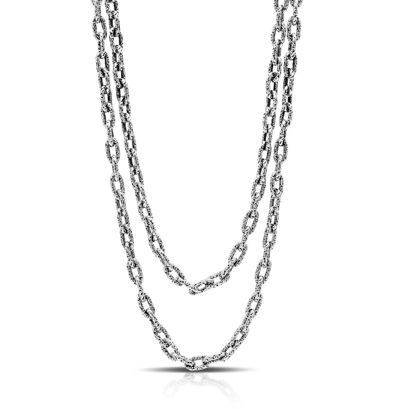Clip Chain with Classic Signature Lois Hill Sterling Silver Double Layers Necklace 18''