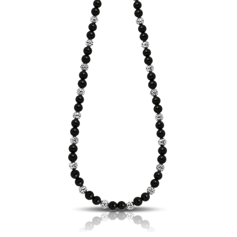 Lois Hill Sterling Silver Necklace with Stone Bead Black Onyx
