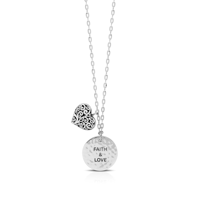 Lois Hill Sterling Silver Necklace with Link Chain-Heart