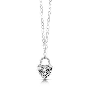 Lois Hill Sterling Silver Padlock 18" Necklace