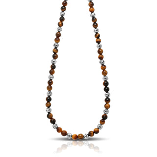 Lois Hill Sterling Silver Necklace with Stone Bead Tiger Eye