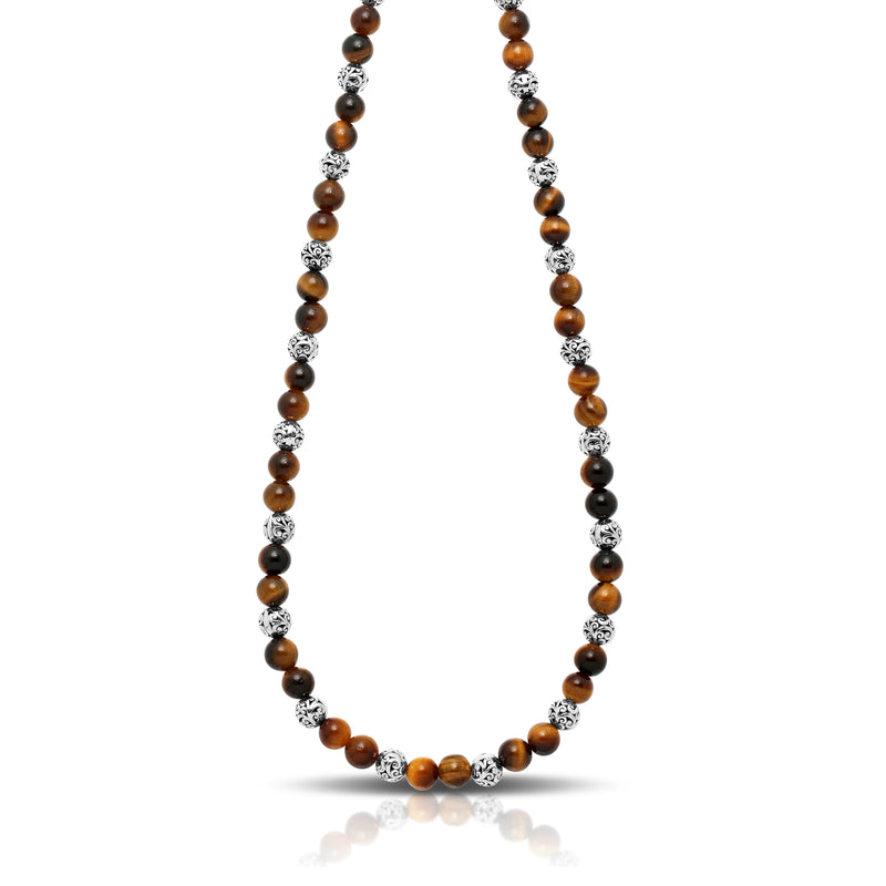 Lois Hill Sterling Silver Necklace with Stone Bead Tiger Eye