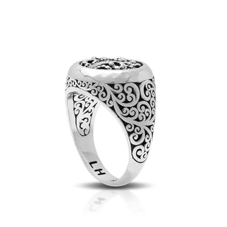 Round Granulated LH Scroll Signet Ring