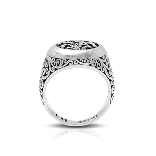 Round Granulated LH Scroll Signet Ring
