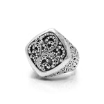 LH Granulated Filigree Cushion with LH Scroll Ring