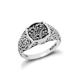 Granulated Alhambra Stylized  with LH Scroll Signet Ring