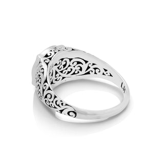 Granulated Alhambra Stylized  with LH Scroll Signet Ring