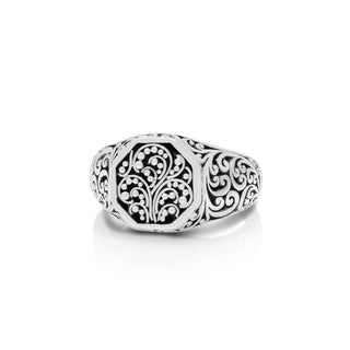 Granulated Octagon with LH Scroll Signet Ring