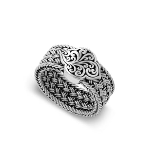 Single Alhambra Elongated Clover Textile Weave Ring (9mm)