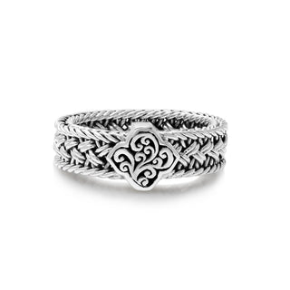 Single Clover Alhambra Station Textile Weave Ring (8mm)