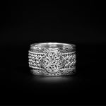 Alhambra LH Scroll Textile Weave 3-Stack Ring (14mm total width)