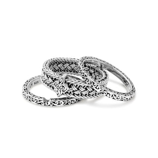 Alhambra LH Scroll 5mm Textile Weave 3-Stack Ring (11mm total width)