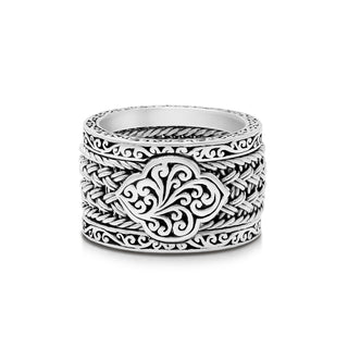 Alhambra LH Scroll Textile Weave 3-Stack Ring (14mm total width)