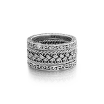 LH Scroll 6mm Textile Weave 3-Stack Ring (10mm total width)
