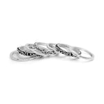 7-Stack Granulated, LH Scroll & Hammered Ring (16mm total width)