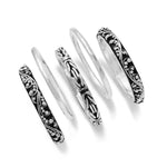 5-Stack Granulated, LH Scroll & Hammered Ring (12mm total width)