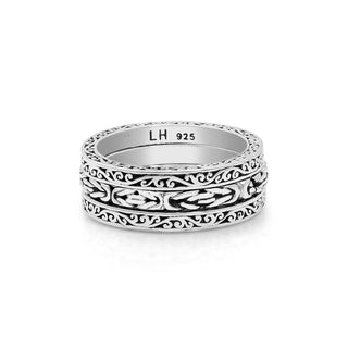 LH Scroll 3mm Handwoven Box Weave 3-Stack Ring (7mm total width)