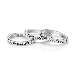 LH Scroll 3mm Handwoven Box Weave 3-Stack Ring (7mm total width)