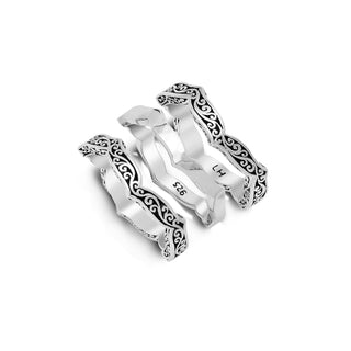 Geometic Wave LH Scroll 3 Stack Ring