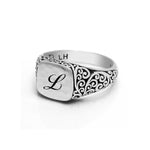 "Personalized" Small Square Alphabet Signet Ring