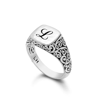 "Personalized" Small Square Alphabet Signet Ring