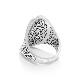 LH Intricate Scroll Oval Saddle Ring