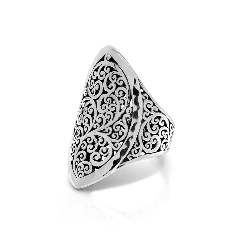 LH Scroll Marquise Saddle Ring