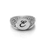 "Personalized" Small Round Alphabet Signet Ring