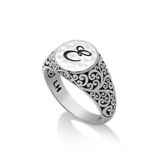 "Personalized" Small Round Alphabet Signet Ring