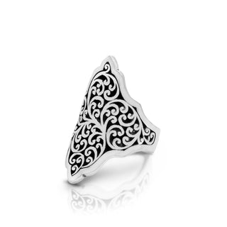 LH Scroll Elongated Alhambra Saddle Ring
