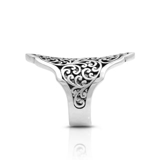 LH Scroll Elongated Alhambra Saddle Ring