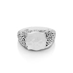 Alhambra Stylized Hammered with LH Scroll Signet Ring